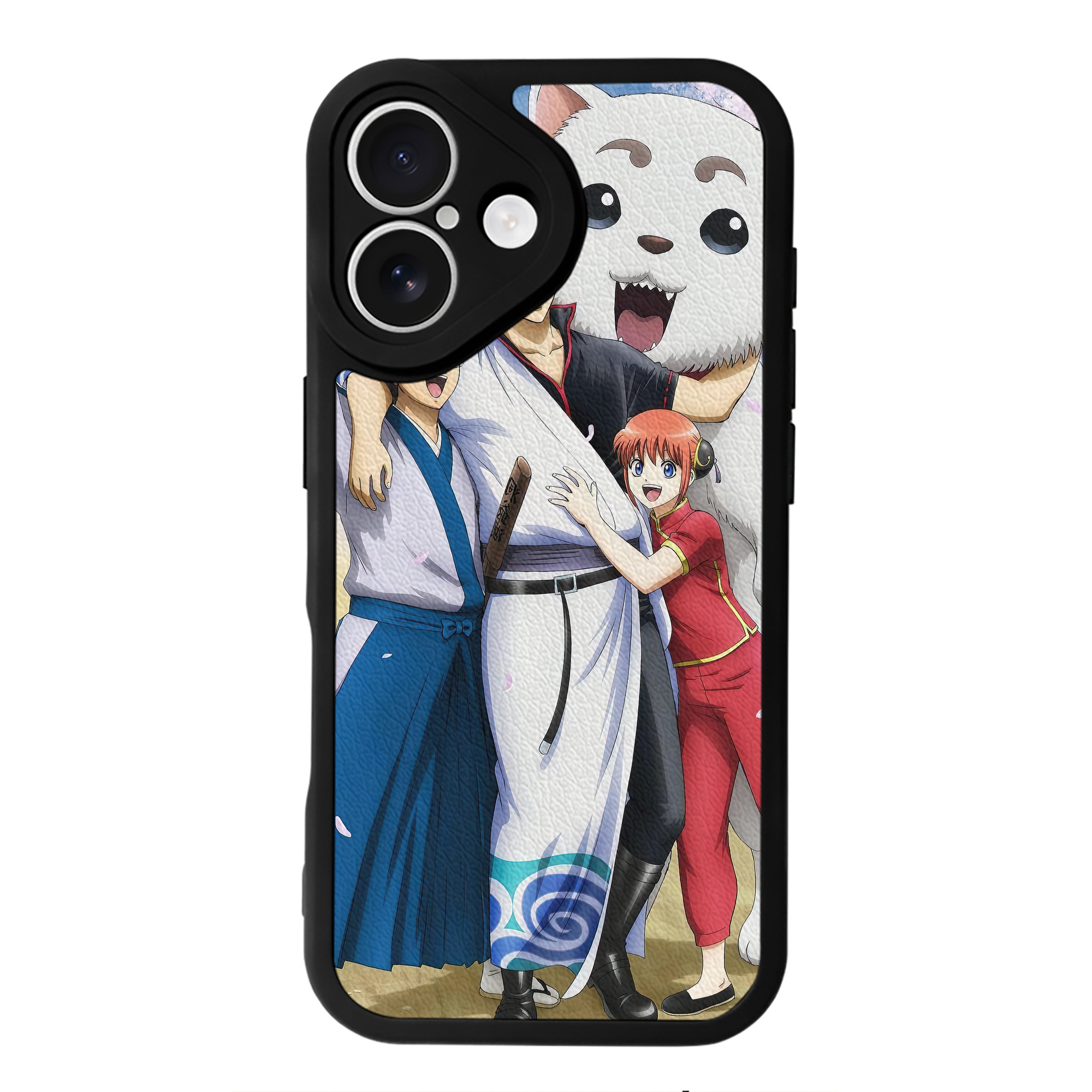 （画像用） ぎんたま 坂田銀時（さかたぎんとき） 神楽 志村新八（しむら しんぱち） GINTAMA Sakata Gintoki Kagura Shimura Shinpachi 【iPhone 16シリーズ対応】シリコンスマホケース（レザー調） 材質：シリコン